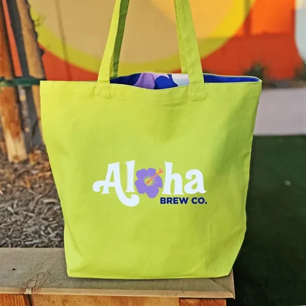 Reversible Black Cotton Tote w/Full Color Sublimated Liner, 15" h x... from ASI 67557 LimeLight Ent / Limelight USA