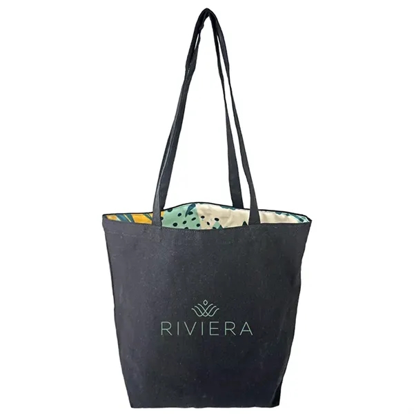 Reversible Black Cotton Tote w/Full Color Sublimated Liner, 15" h x... from ASI 67557 LimeLight Ent / Limelight USA