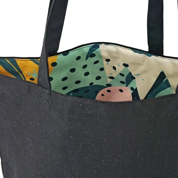 Reversible Black Cotton Tote w/Full Color Sublimated Liner, 15" h x... from ASI 67557 LimeLight Ent / Limelight USA