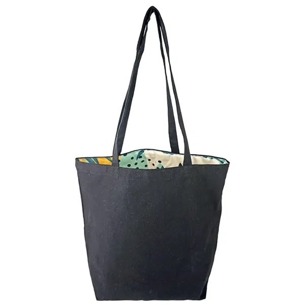 Reversible Black Cotton Tote w/Full Color Sublimated Liner, 15" h x... from ASI 67557 LimeLight Ent / Limelight USA