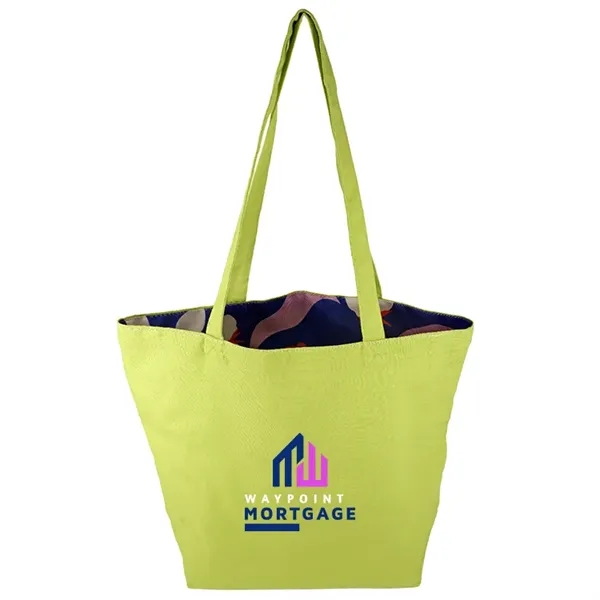 Reversible Black Cotton Tote w/Full Color Sublimated Liner, 15" h x... from ASI 67557 LimeLight Ent / Limelight USA