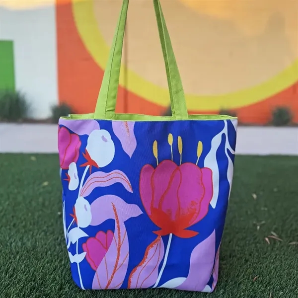 Reversible Black Cotton Tote w/Full Color Sublimated Liner, 15" h x... from ASI 67557 LimeLight Ent / Limelight USA