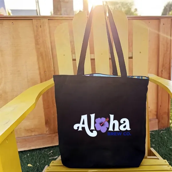 Reversible Black Cotton Tote w/Full Color Sublimated Liner, 15" h x... from ASI 67557 LimeLight Ent / Limelight USA