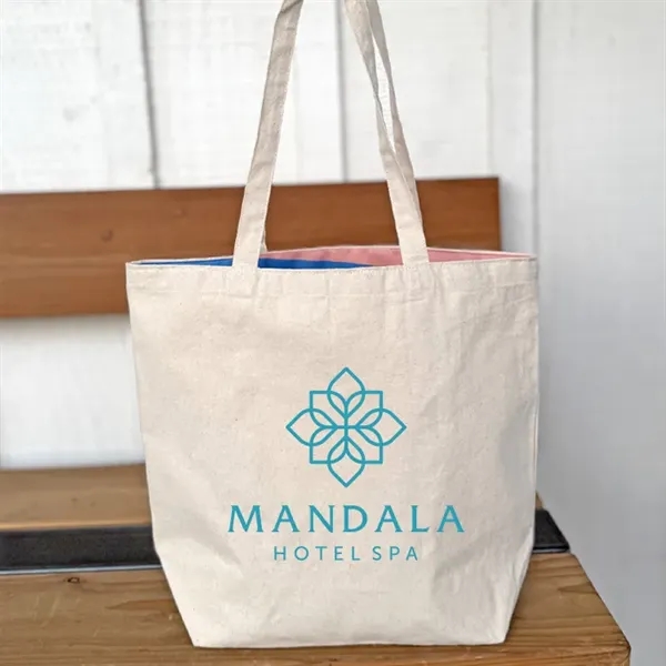 Reversible Black Cotton Tote w/Full Color Sublimated Liner, 15" h x... from ASI 67557 LimeLight Ent / Limelight USA