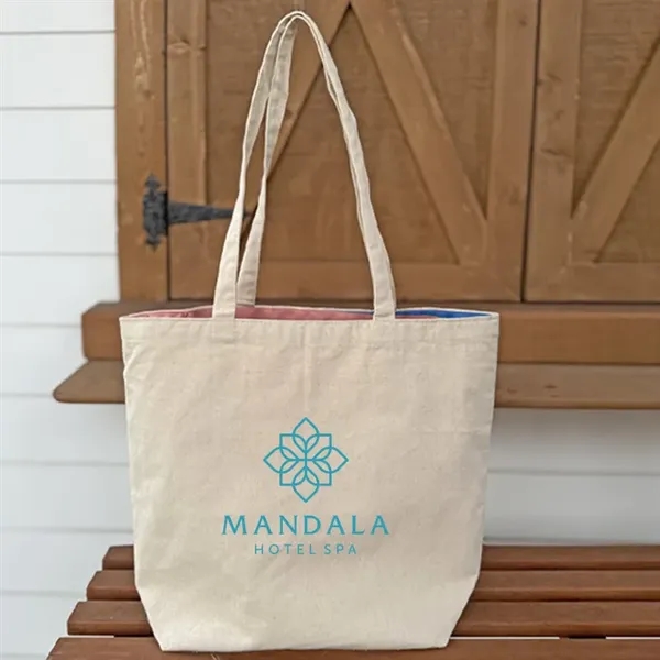 Reversible Black Cotton Tote w/Full Color Sublimated Liner, 15" h x... from ASI 67557 LimeLight Ent / Limelight USA