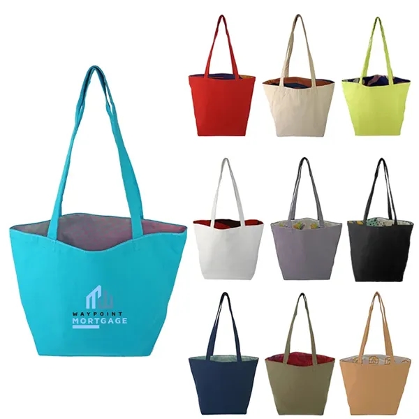 Reversible Black Cotton Tote w/Full Color Sublimated Liner, 15" h x... from ASI 67557 LimeLight Ent / Limelight USA