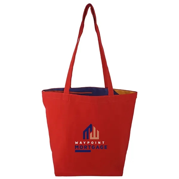 Reversible Black Cotton Tote w/Full Color Sublimated Liner, 15" h x... from ASI 67557 LimeLight Ent / Limelight USA