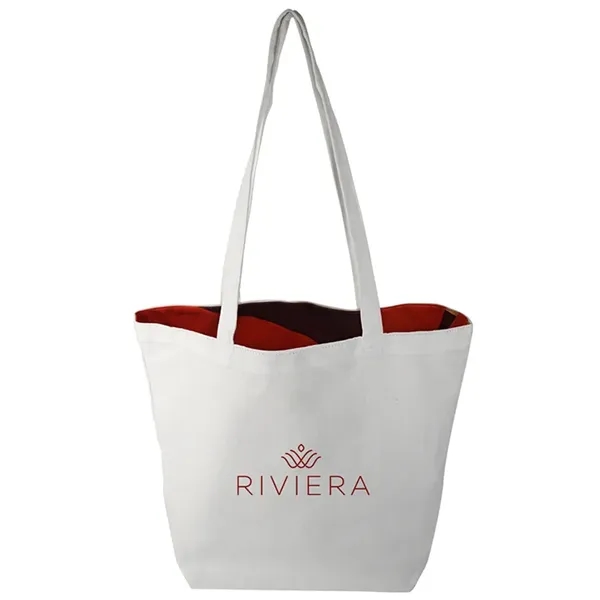 Reversible Black Cotton Tote w/Full Color Sublimated Liner, 15" h x... from ASI 67557 LimeLight Ent / Limelight USA