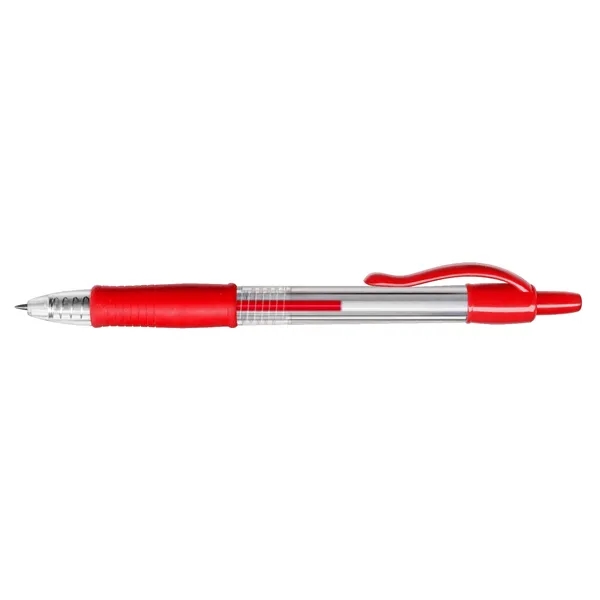 Gel pen with clear barrel, rubber grip and retractable point.... from ASI 67675 Liqui-Mark Corp