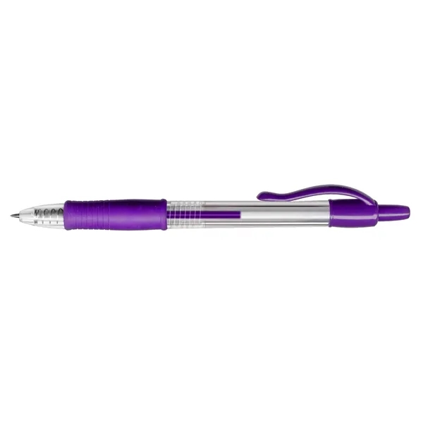 Gel pen with clear barrel, rubber grip and retractable point.... from ASI 67675 Liqui-Mark Corp