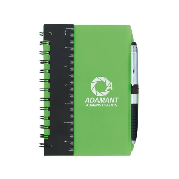 5'' x 7'' Ruler Notebook with Flags and Stylus Pen... from ASI 40480 Koozie Group / Norwood