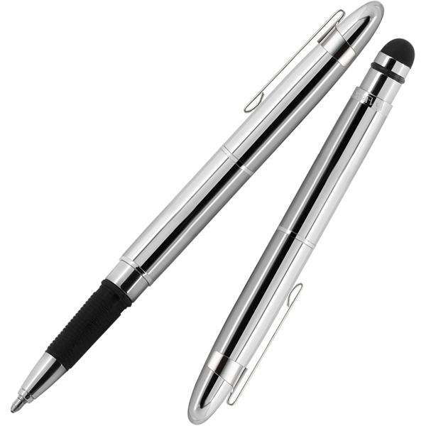 Chrome bullet grip Space Pen with chrome clip, stlyus and rubber... from ASI 54423 Fisher Space Pen Co