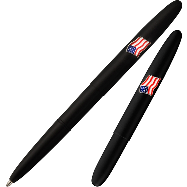 Matte Black Bullet Space Pen w/ American Flag Emblem.  Cap... from ASI 54423 Fisher Space Pen Co