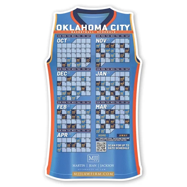 Basketball jersey-shaped sports schedule magnet.... from ASI 68507 The Magnet Group / Magnet LLC™