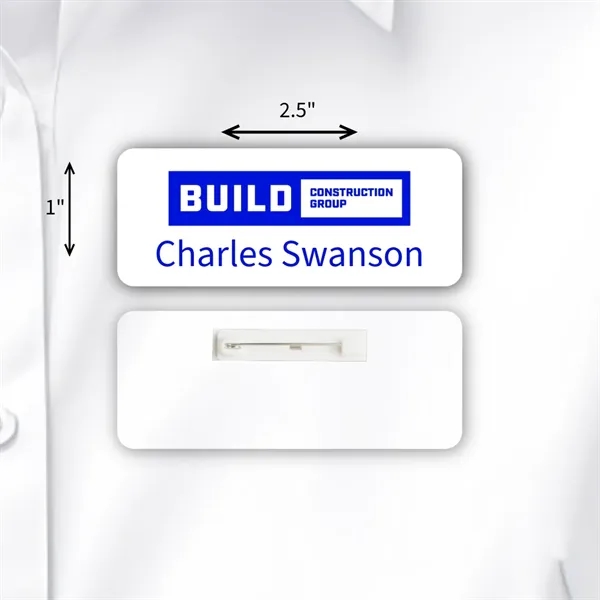 Laminated Rectangle name badge with a pin fastener.... from ASI 59080 Halls & Company