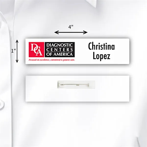 Heat Laminated name badge with a pin fastener.... from ASI 59080 Halls & Company