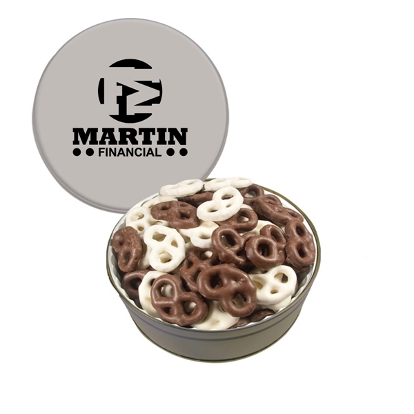Tin filled with multiple filler options of good gift snacks and... from ASI 61125 Hit Promotional Products