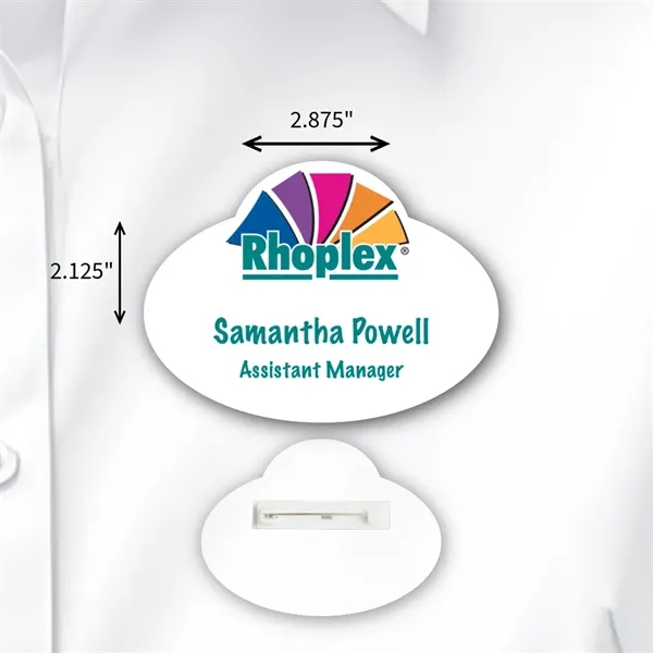 Oval name badge with pin fastener.... from ASI 59080 Halls & Company