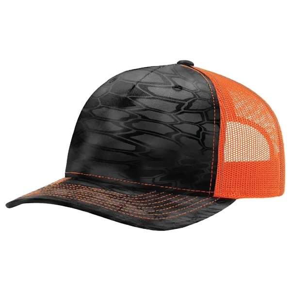 Richardson 112PFP Snapback five-panel cotton and polyester trucker cap with adjustable... from ASI 74601 Calico