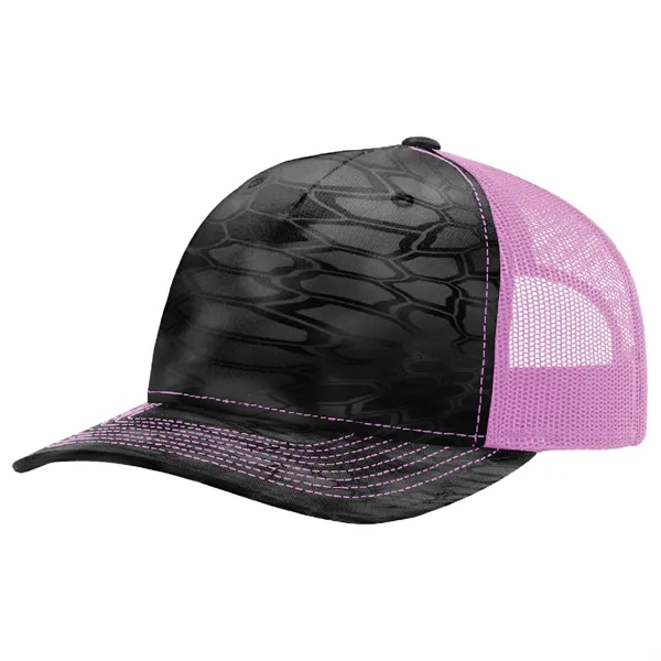 Richardson 112PFP Snapback five-panel cotton and polyester trucker cap with adjustable... from ASI 74601 Calico