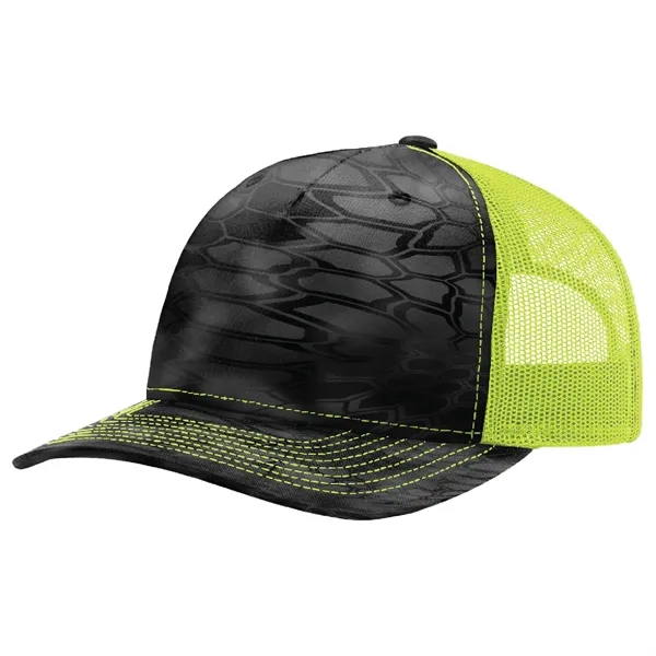 Richardson 112PFP Snapback five-panel cotton and polyester trucker cap with adjustable... from ASI 74601 Calico