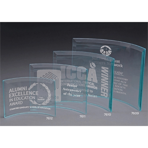 Award made of curved jade glass with multiple available sizes.... from ASI 71920 Moderne Glass Company Inc / Glass America®