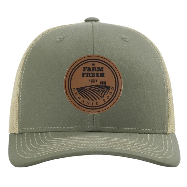 Richardson 112RE 100% recycled polyester cap with leatherette patch and adjustable... from ASI 74601 Calico