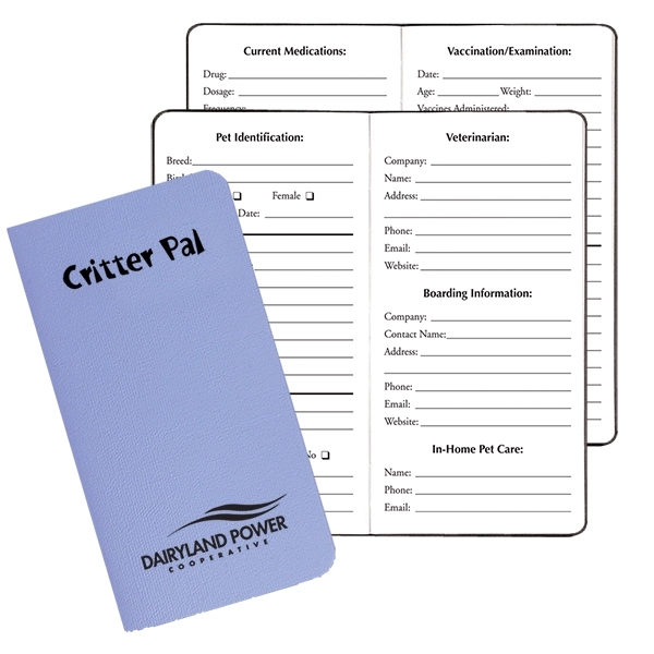 Saddle stitched twilight cover pet journal for photo, ID and medical... from ASI 76575 Payne Publishers Inc / Payne Publishers