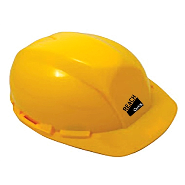 Yellow hard hat, six point ratchet suspension. Full color digital imprint,... from ASI 79951 Promosafe / Promosafe
