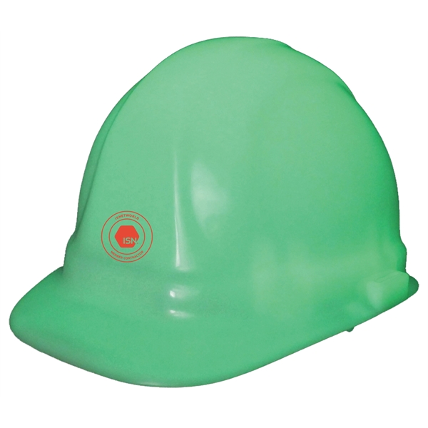 Glow hard hat, six point ratchet suspension. One color pad print.... from ASI 79951 Promosafe / Promosafe