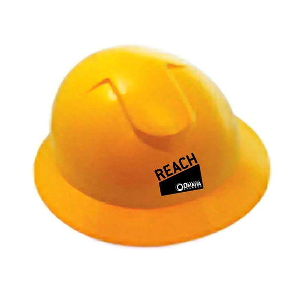 Yellow hard hat, six point ratchet suspension. Full color digital label.... from ASI 79951 Promosafe / Promosafe