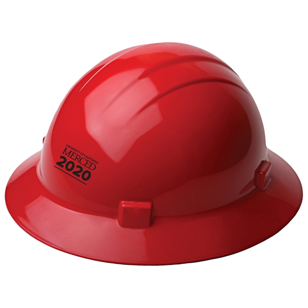 Red, full brim hard hat, four point ratchet suspension. 1 color,... from ASI 79951 Promosafe / Promosafe