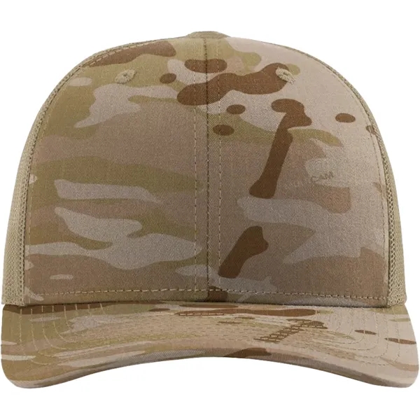 Richardson 112PT Printed Tactical Snapback Trucker Hat with leatherette patches, embroidery... from ASI 74601 Calico