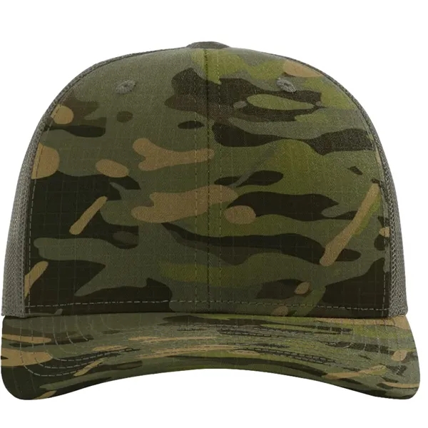 Richardson 112PT Printed Tactical Snapback Trucker Hat with leatherette patches, embroidery... from ASI 74601 Calico