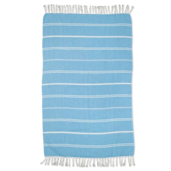 39" x 70" 8.0lb./doz. Striped Turkish cotton peshtemal/beach towel with fringes.... from ASI 79750 Pro Towels