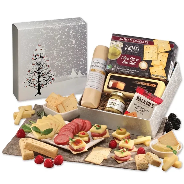 Cardinals in a Tree sleeve gift box with shelf-stable cheese, sausage... from ASI 68680 Maple Ridge Farms Inc