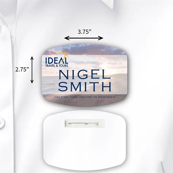 Name badge with a pin fastener.... from ASI 59080 Halls & Company