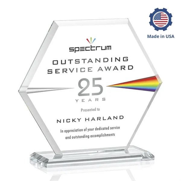 The Barnett VividPrint™ Award features a beautifully beveled Starfire Crystal Hexagon... from ASI 84592 St Regis Group / St Regis