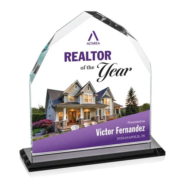 The Starfire Crystal Montibello VividPrint™ Award features interchanging front and back... from ASI 84592 St Regis Group / St Regis