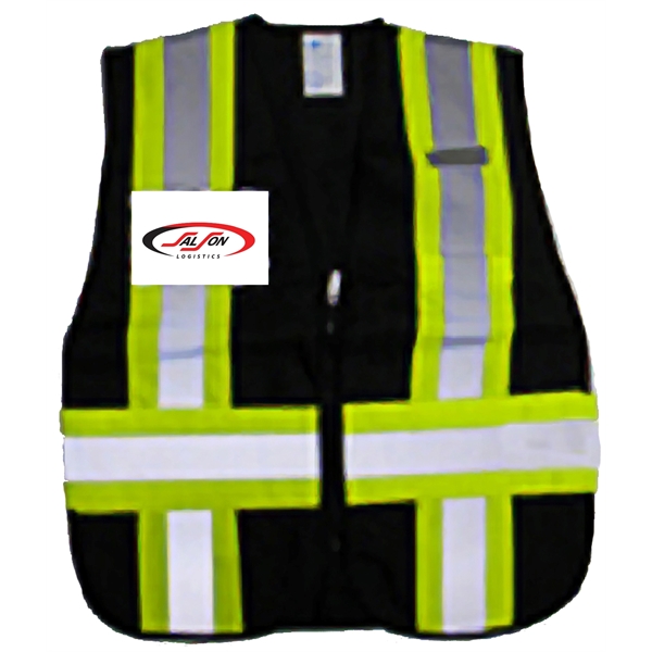 Black incident command vest, clear card holders, 4.5" stripes, (regular and... from ASI 79951 Promosafe / Promosafe