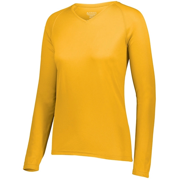 The Ladies Attain Wicking Long Sleeve Tee is made from 100%... from ASI 37461 Augusta Sportswear