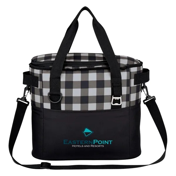 Polyester cooler bag with front pocket, adjustable shoulder strap, web carry... from ASI 61125 Hit Promotional Products / Hit®