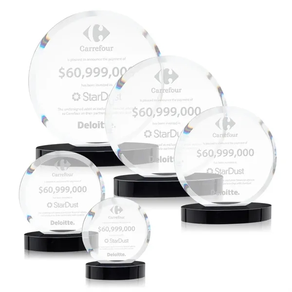 The Starfire Crystal Matlow Circle Award features a circular shape with... from ASI 84592 St Regis Group / St Regis
