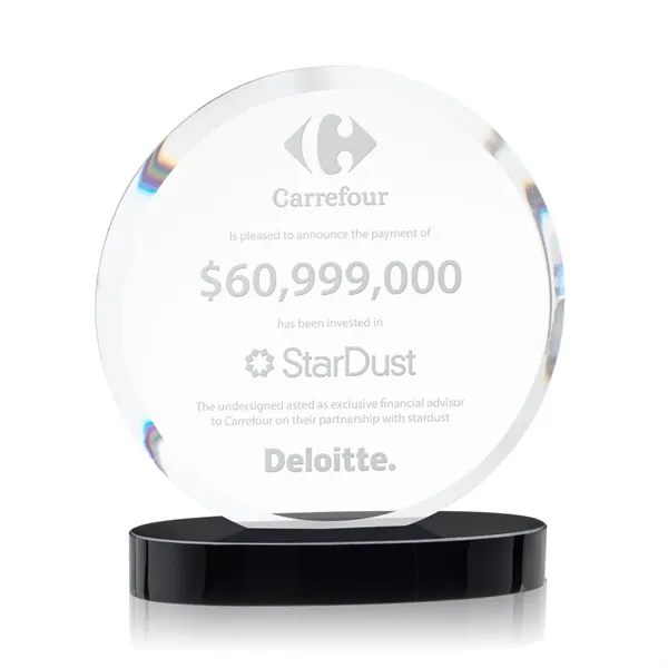 The Starfire Crystal Matlow Circle Award features a circular shape with... from ASI 84592 St Regis Group / St Regis
