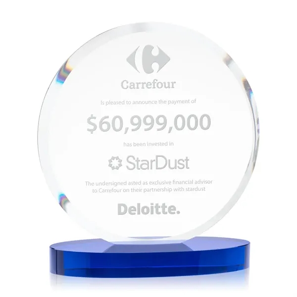 The Starfire Crystal Matlow Circle Award features a circular shape with... from ASI 84592 St Regis Group / St Regis