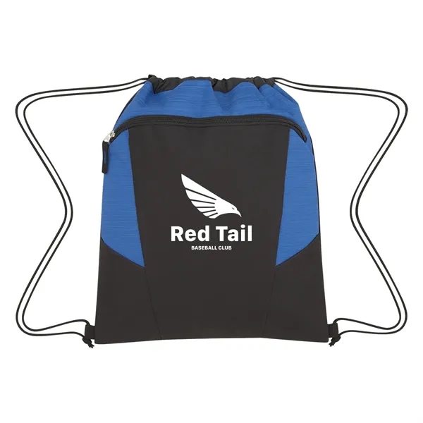 Heathered drawstring backpack made of 600 denier polyester with a large... from ASI 61125 Hit Promotional Products / Hit®