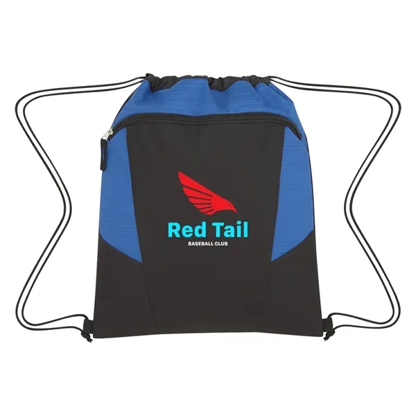 Heathered drawstring backpack made of 600 denier polyester with a large... from ASI 61125 Hit Promotional Products / Hit®