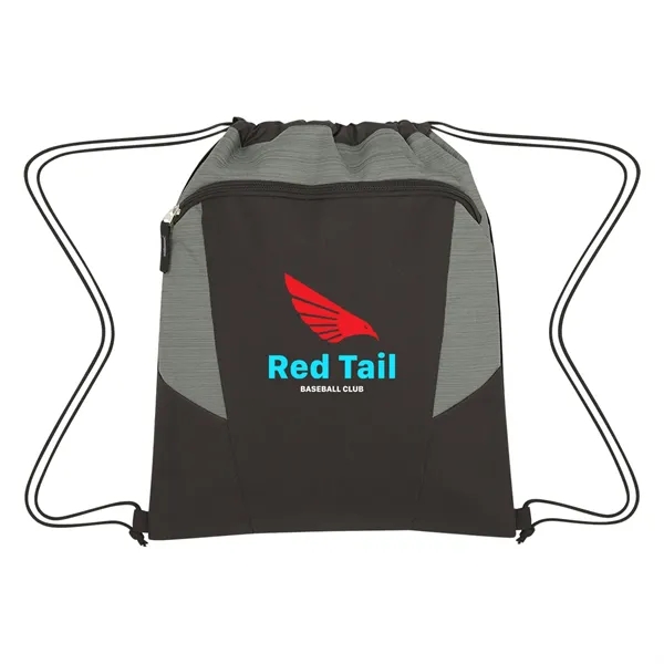 Heathered drawstring backpack made of 600 denier polyester with a large... from ASI 61125 Hit Promotional Products / Hit®
