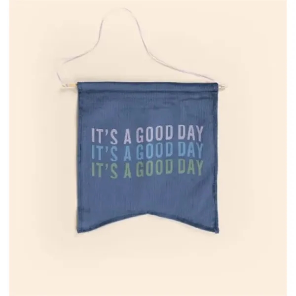 12.5" x 13" Guidon-style colored corduroy pennant with dowel and ribbon... from ASI 74710 Numo