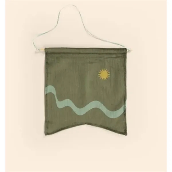 12.5" x 13" Guidon-style colored corduroy pennant with dowel and ribbon... from ASI 74710 Numo